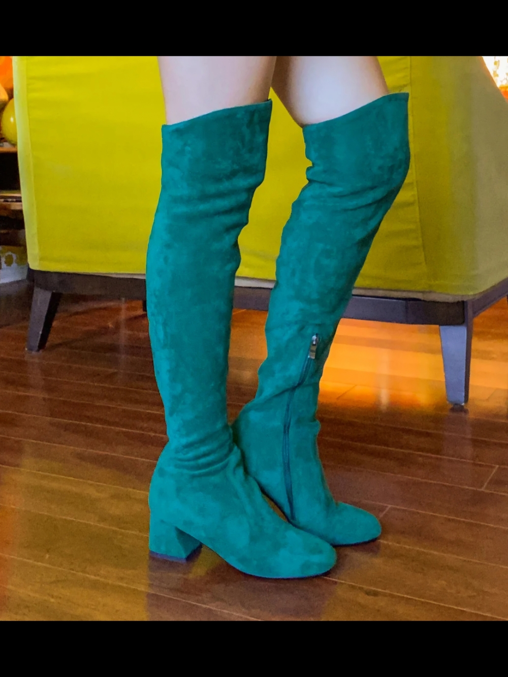 RARE UNICORN Emerald Over-the-Knee Suede Block Heel Boots